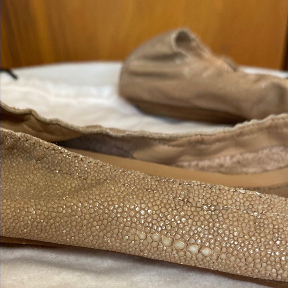 Narciso Rodriguez Snake Leather Pale Pink Tan Open Toe Ballet Flats - 9 W/ Bag - Picture 12 of 13